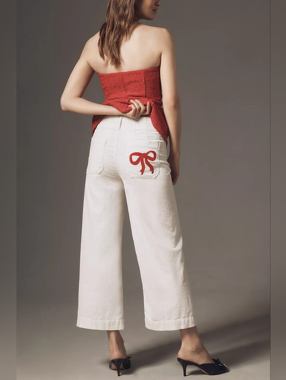 Maeve The Colette Bow Corduroy Crop Wide-Leg Pants 28